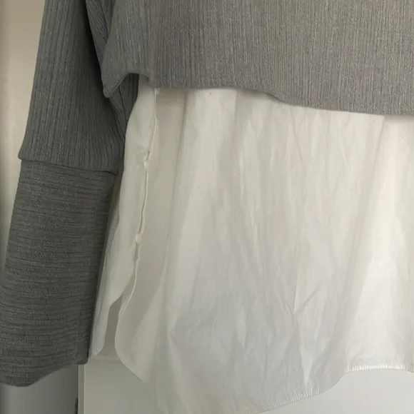 Zara really cool grey crop shirt with attached white button down. Size medium. - Picture 9 of 10